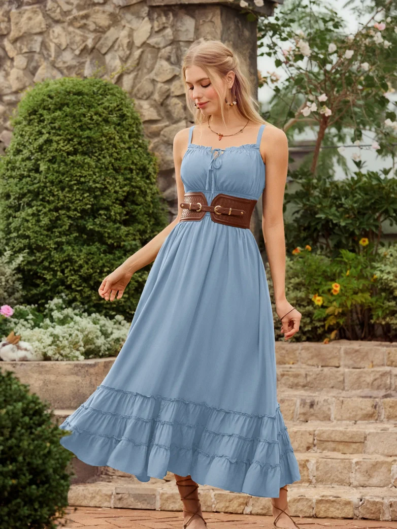 Women Renaissance Boho Chic Pockets Maxi Dress - Image 4