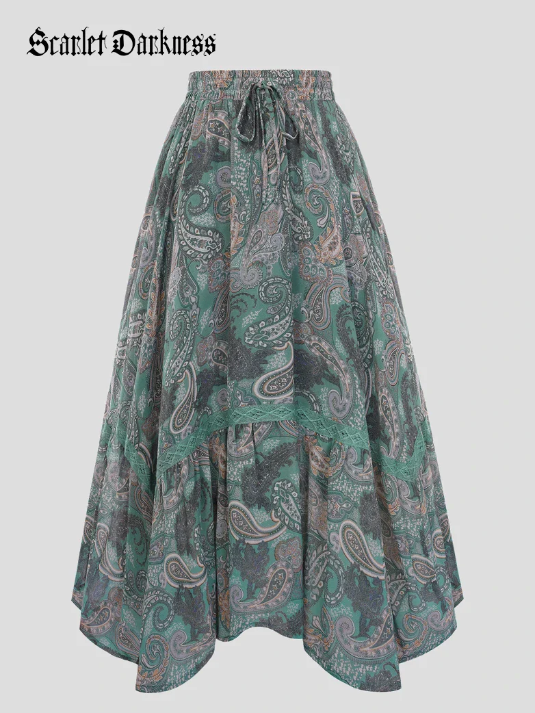 Women Renaissance Boho Chic Swing Pockets Skirt