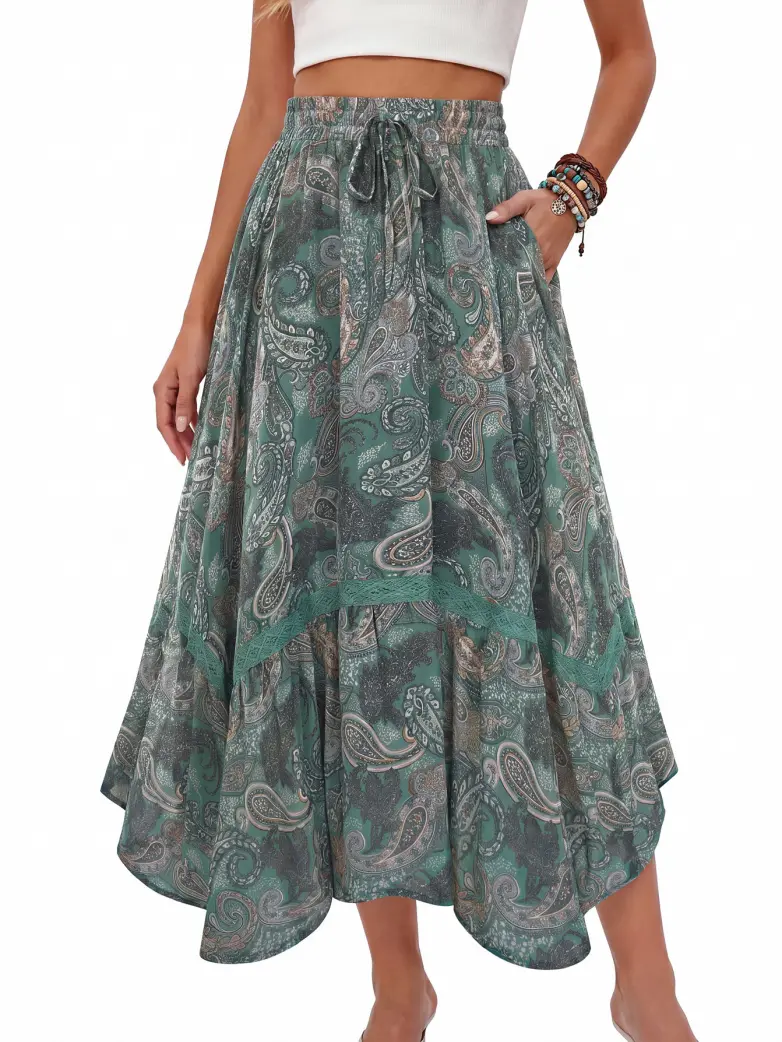 Women Renaissance Boho Chic Swing Pockets Skirt - Image 2