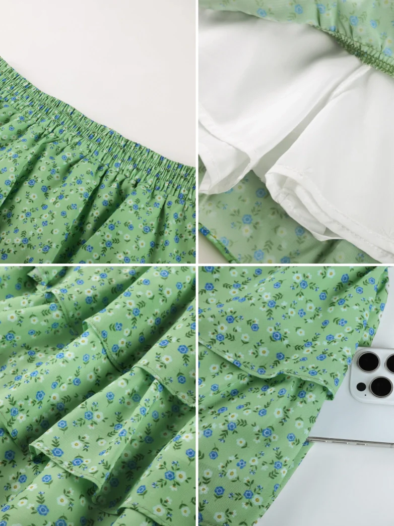 Spring Renaissance Chiffon Cake Pockets Mini Skirt - Image 2
