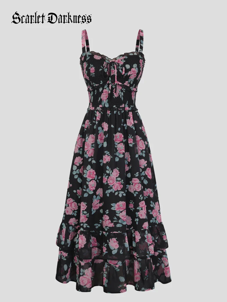 Women Renaissance Chiffon Pleated Pockets Dress - Image 13