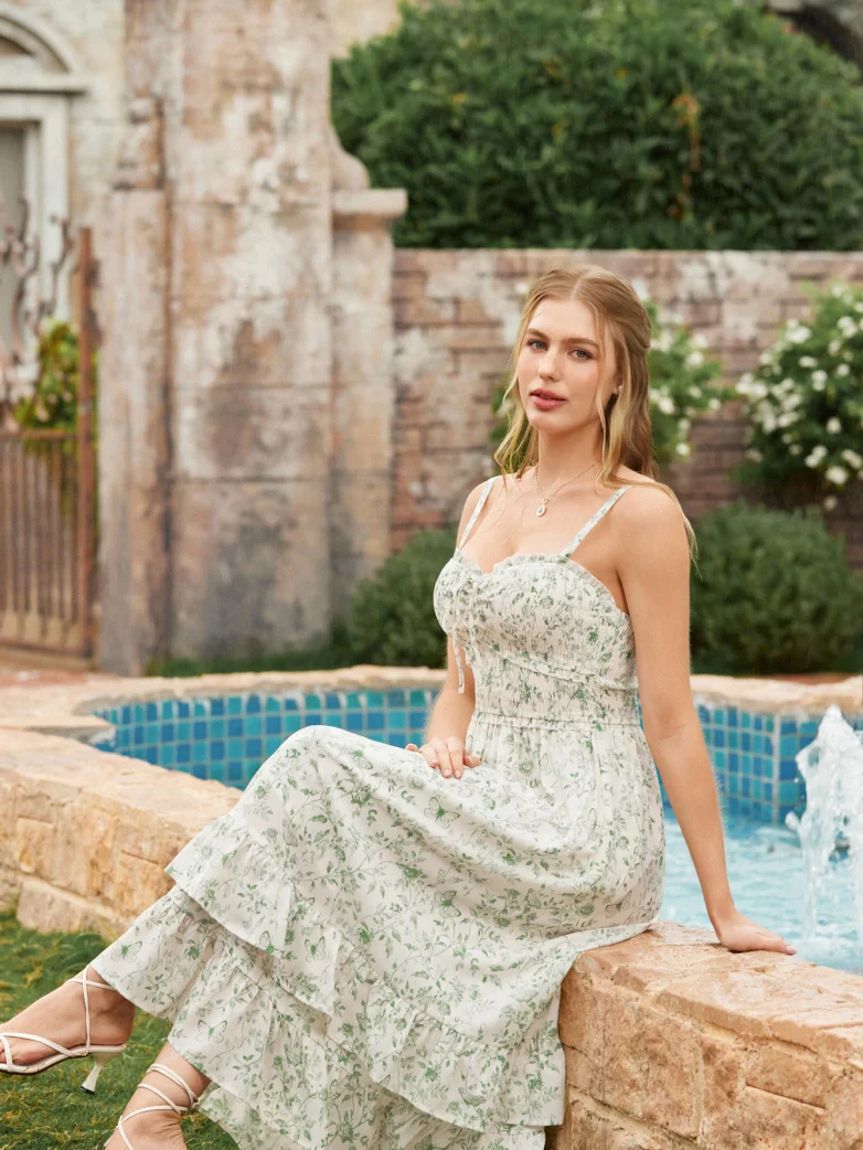 Women Renaissance Chiffon Pleated Pockets Dress - Image 9