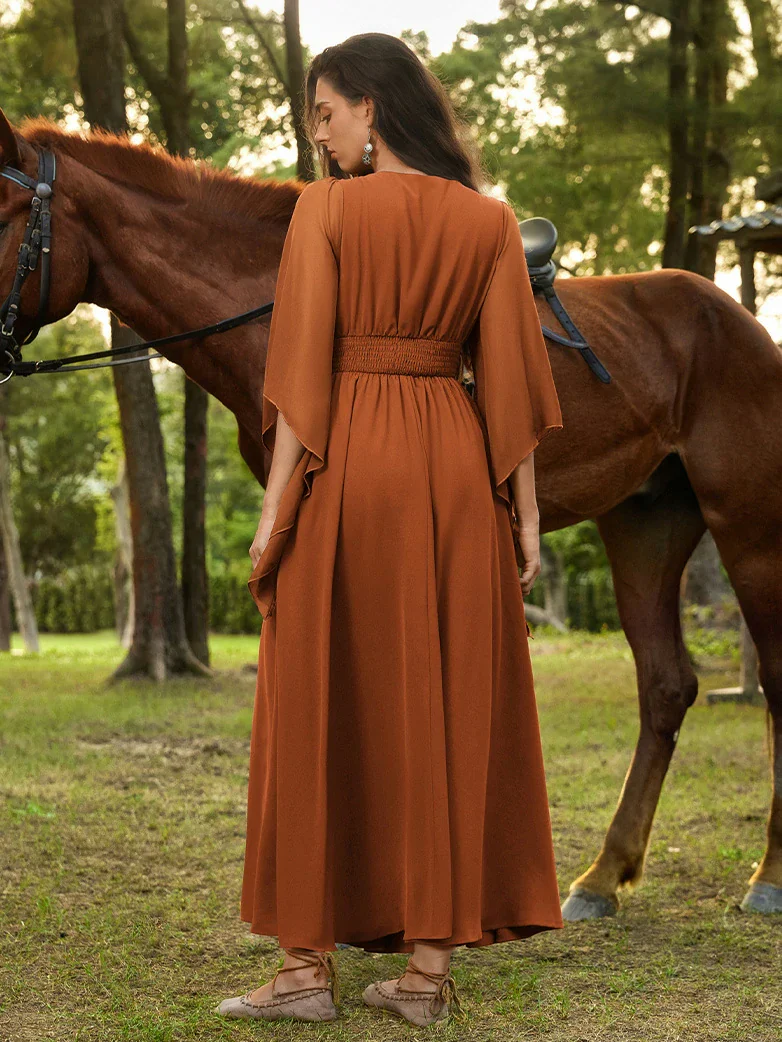 Renaissance Fantasy Front Slit Maxi Pockets Dress - Image 11