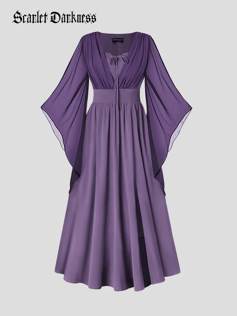 Renaissance Fantasy Front Slit Maxi Pockets Dress - Image 14