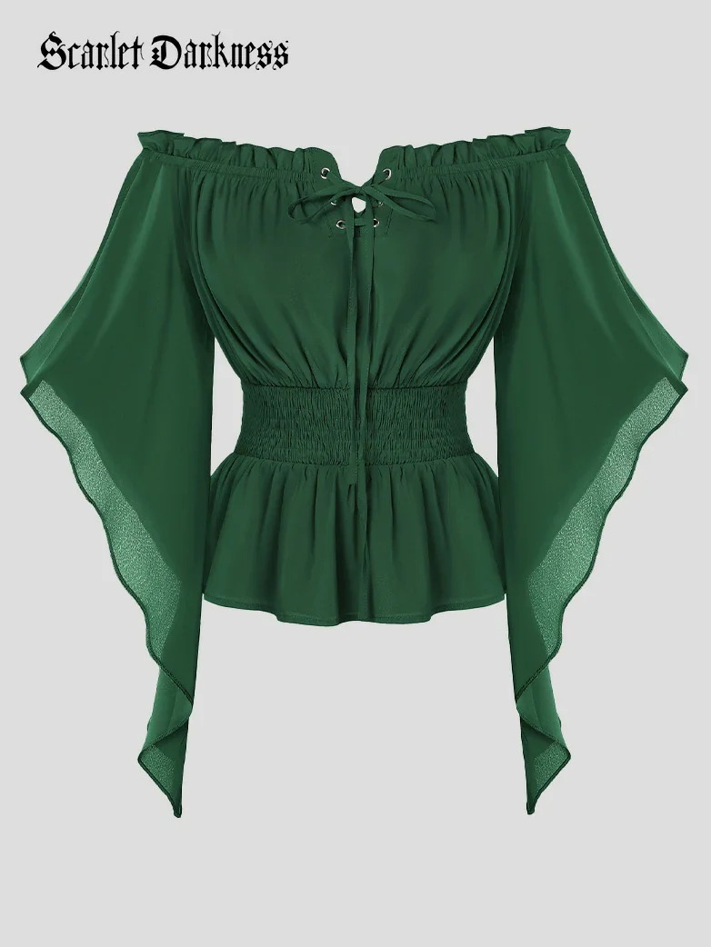 Renaissance Flowing Off-Shoulder Witch Tops - Image 20