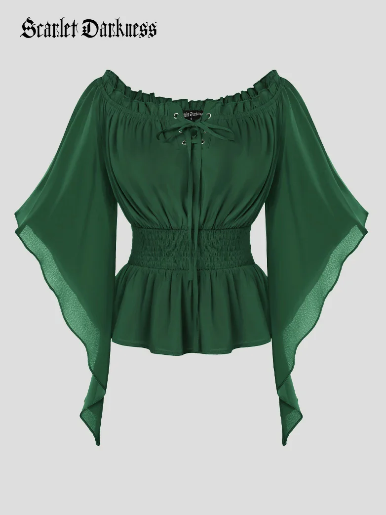 Renaissance Flowing Off-Shoulder Witch Tops - Image 21