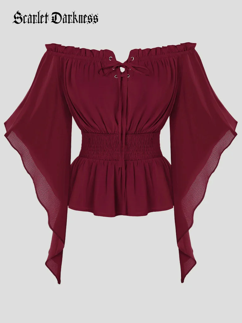 Renaissance Flowing Off-Shoulder Witch Tops - Image 26