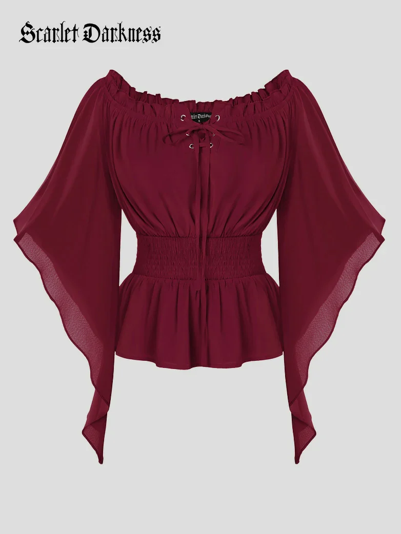 Renaissance Flowing Off-Shoulder Witch Tops - Image 27