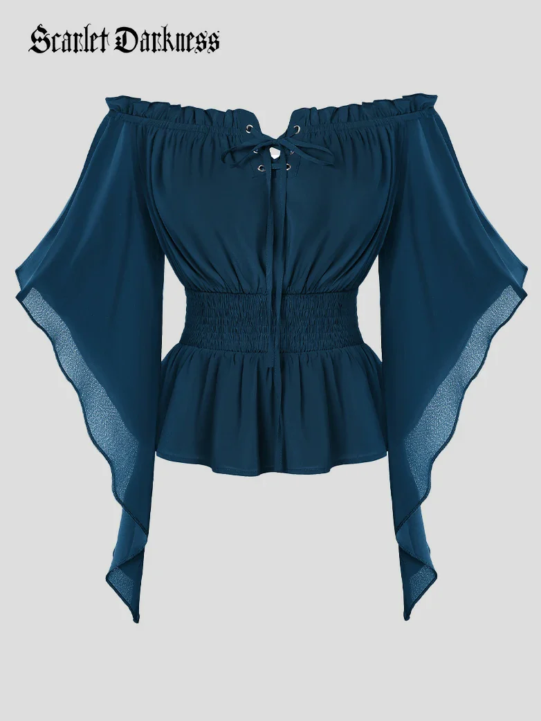Renaissance Flowing Off-Shoulder Witch Tops - Image 32