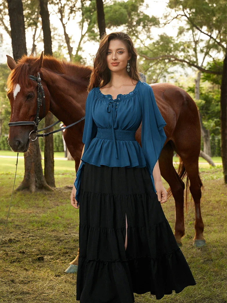Renaissance Flowing Off-Shoulder Witch Tops - Image 34