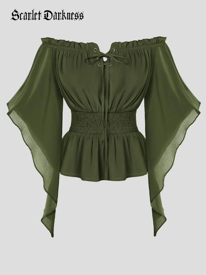 Renaissance Flowing Off-Shoulder Witch Tops - Image 37