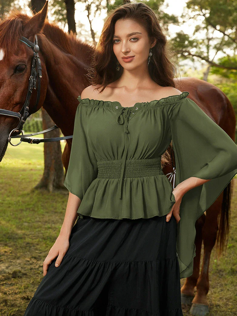 Renaissance Flowing Off-Shoulder Witch Tops - Image 38