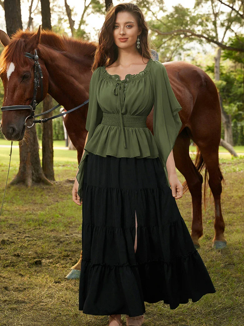 Renaissance Flowing Off-Shoulder Witch Tops - Image 39
