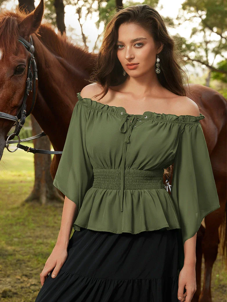 Renaissance Flowing Off-Shoulder Witch Tops - Image 40