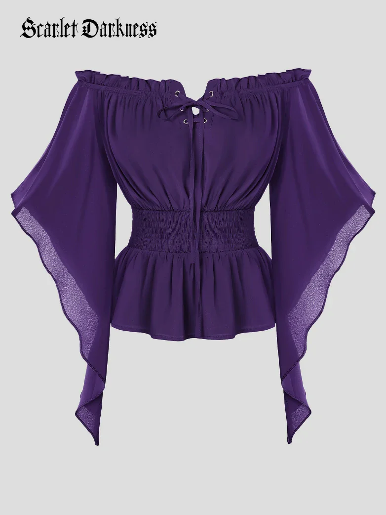 Renaissance Flowing Off-Shoulder Witch Tops - Image 42