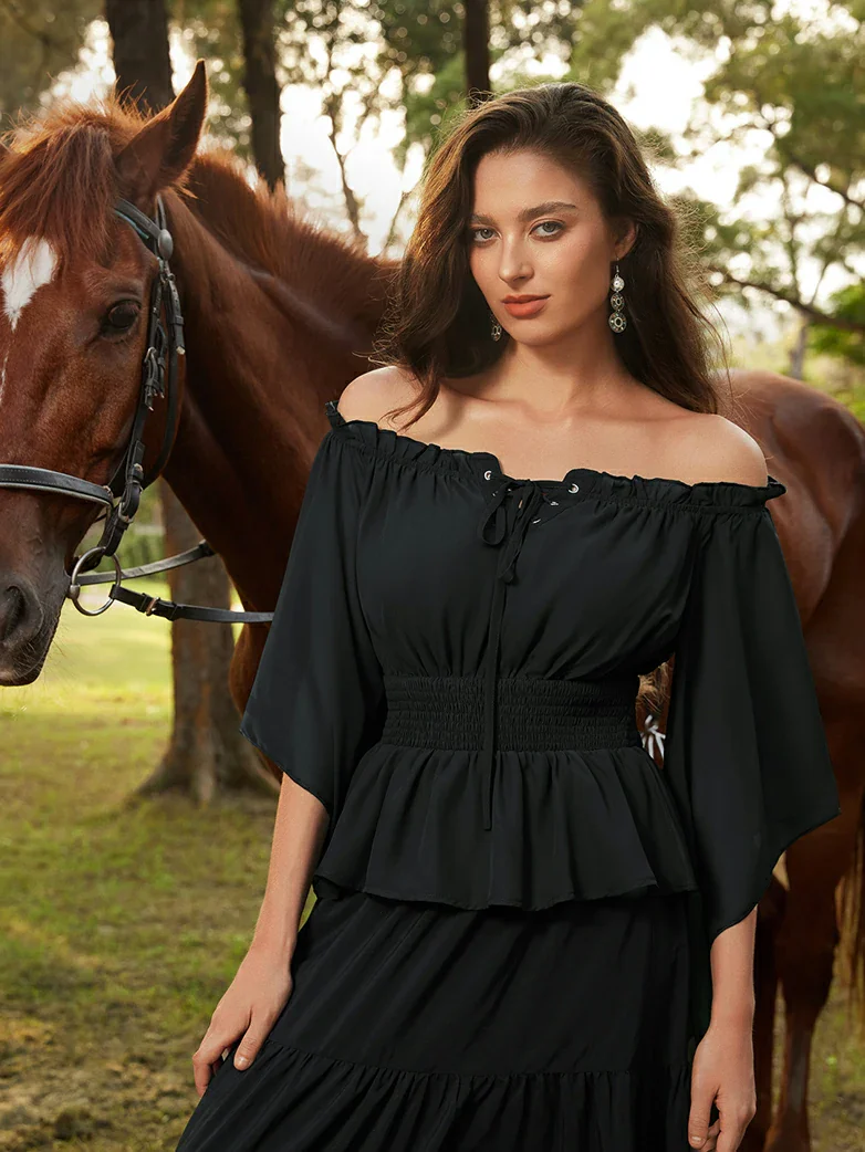 Renaissance Flowing Off-Shoulder Witch Tops - Image 5