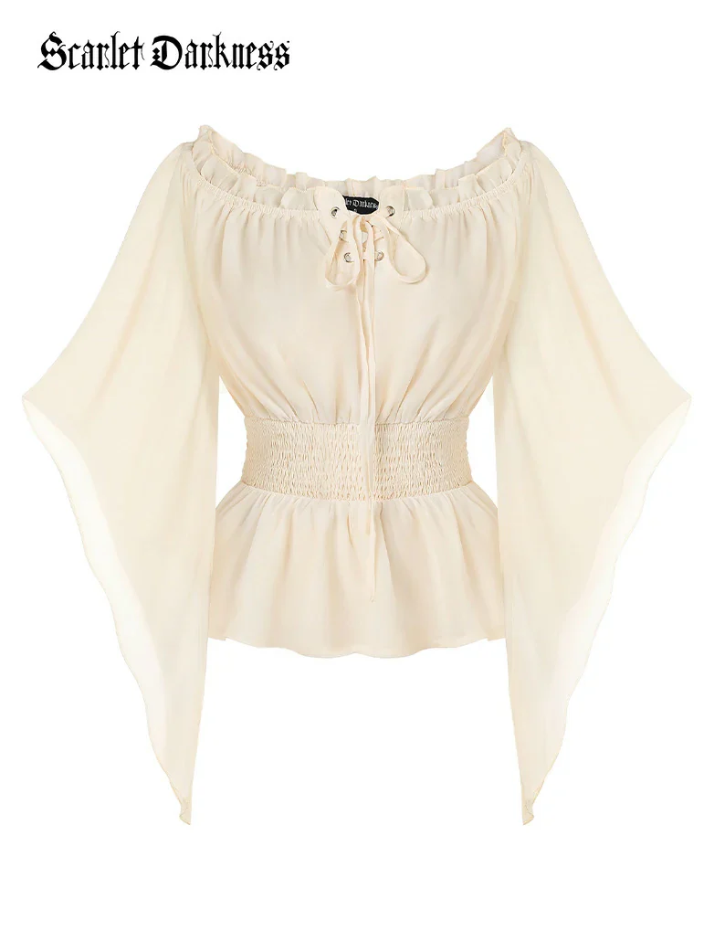 Renaissance Flowing Off-Shoulder Witch Tops - Image 7