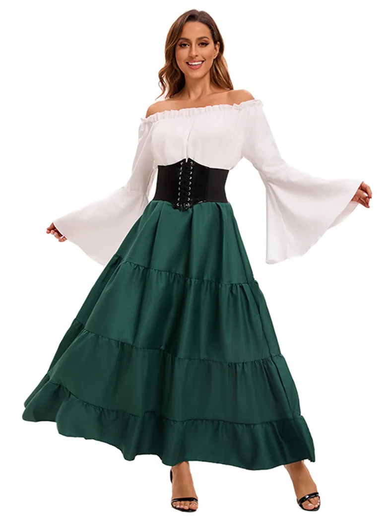 Off the Shoulder Renaissance Outfits in Spliced Two-piece - Image 2