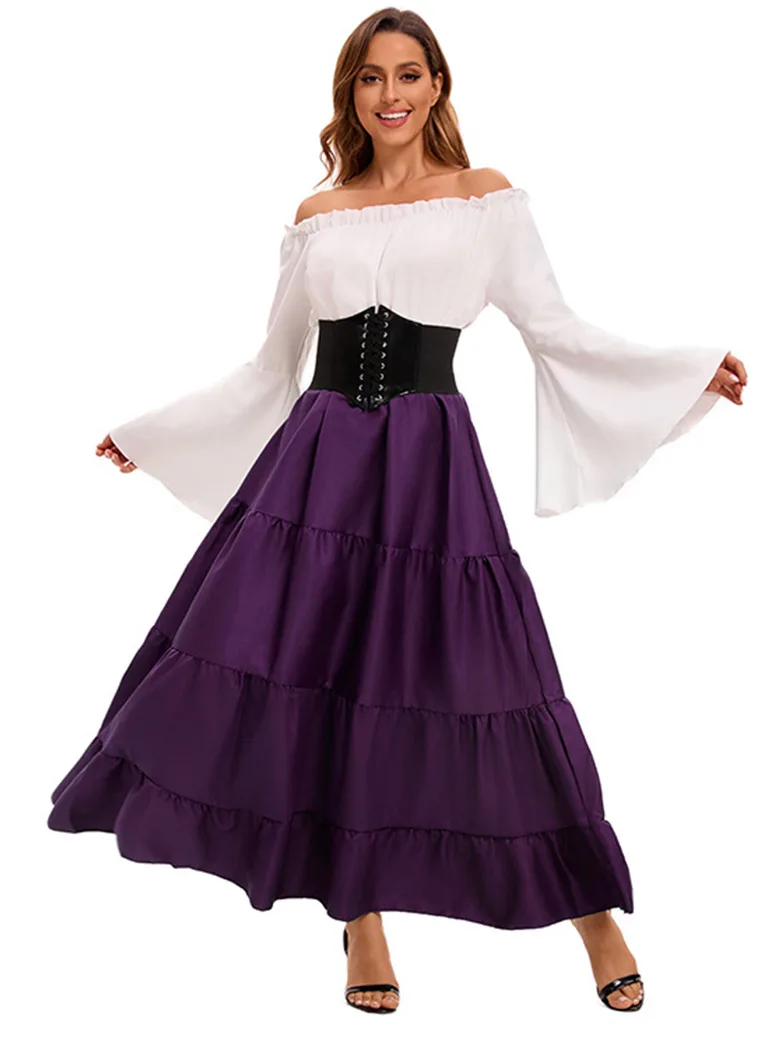 Off the Shoulder Renaissance Outfits in Spliced Two-piece - Image 7