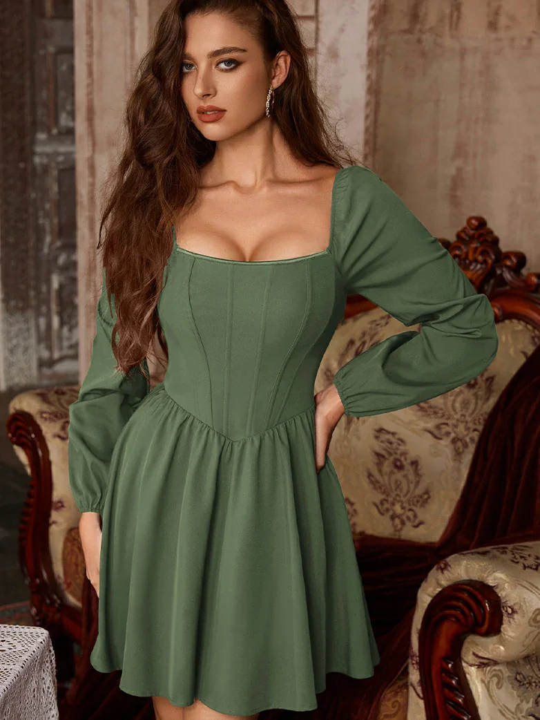 Victorian Cocktail Party Corset Dress with Pockets - Image 29