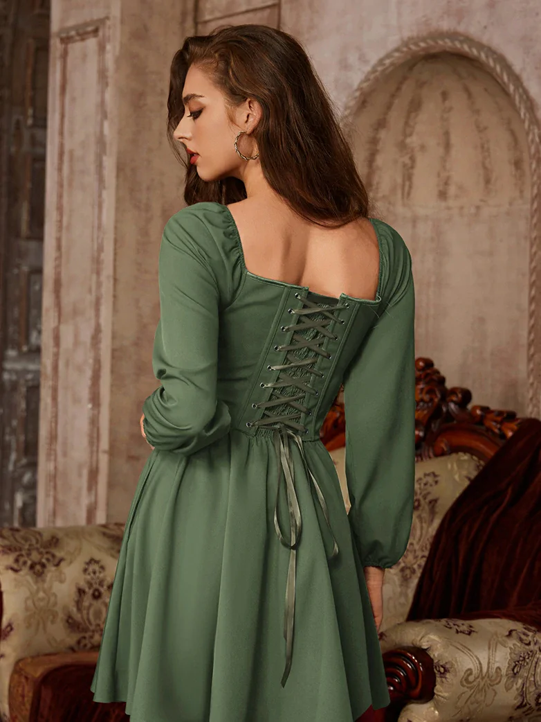 Victorian Cocktail Party Corset Dress with Pockets - Image 30