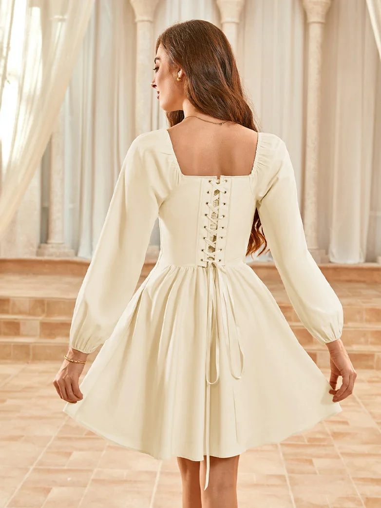 Victorian Cocktail Party Corset Dress with Pockets - Image 34