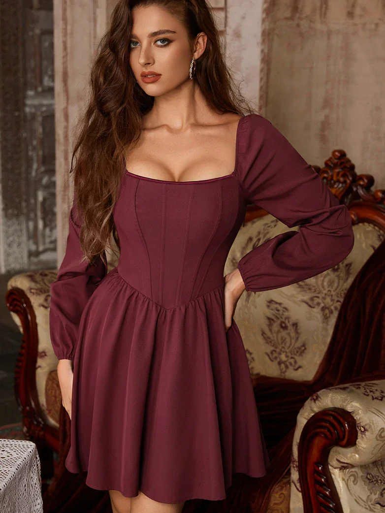 Victorian Cocktail Party Corset Dress with Pockets - Image 8