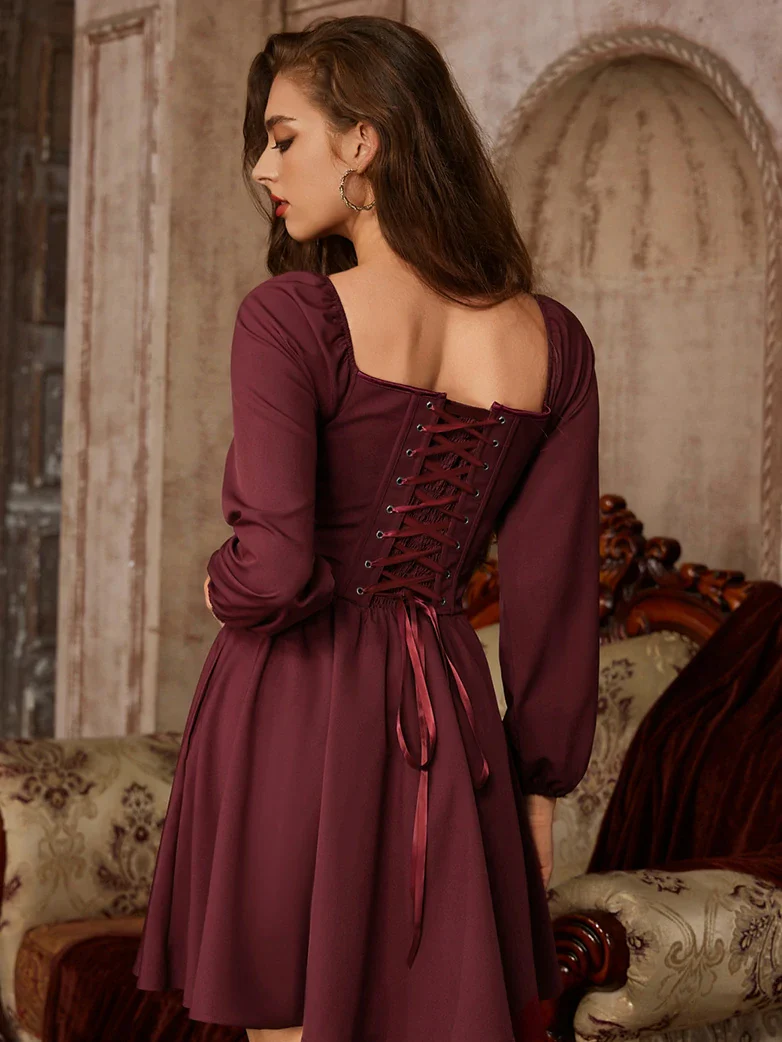 Victorian Cocktail Party Corset Dress with Pockets - Image 9