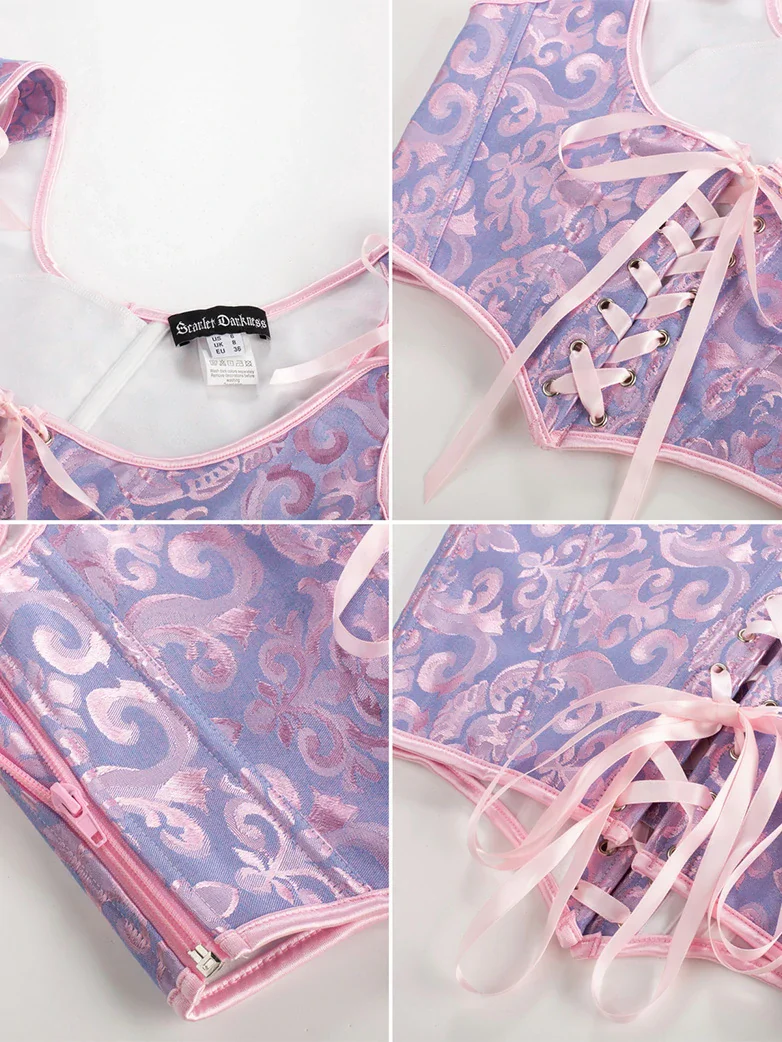 Renaissance Jacquard Under bust Corset for Fairy Cosplay - Image 17
