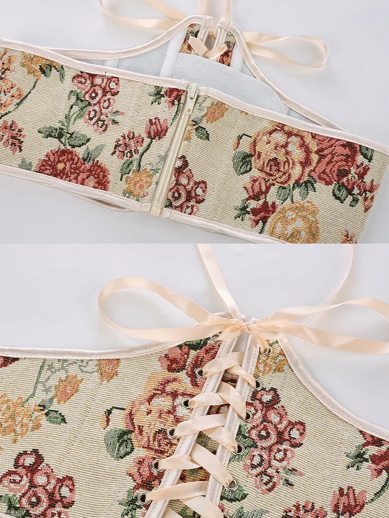 Renaissance Corset Women Lace-up Waist Belt with Zip - Image 19