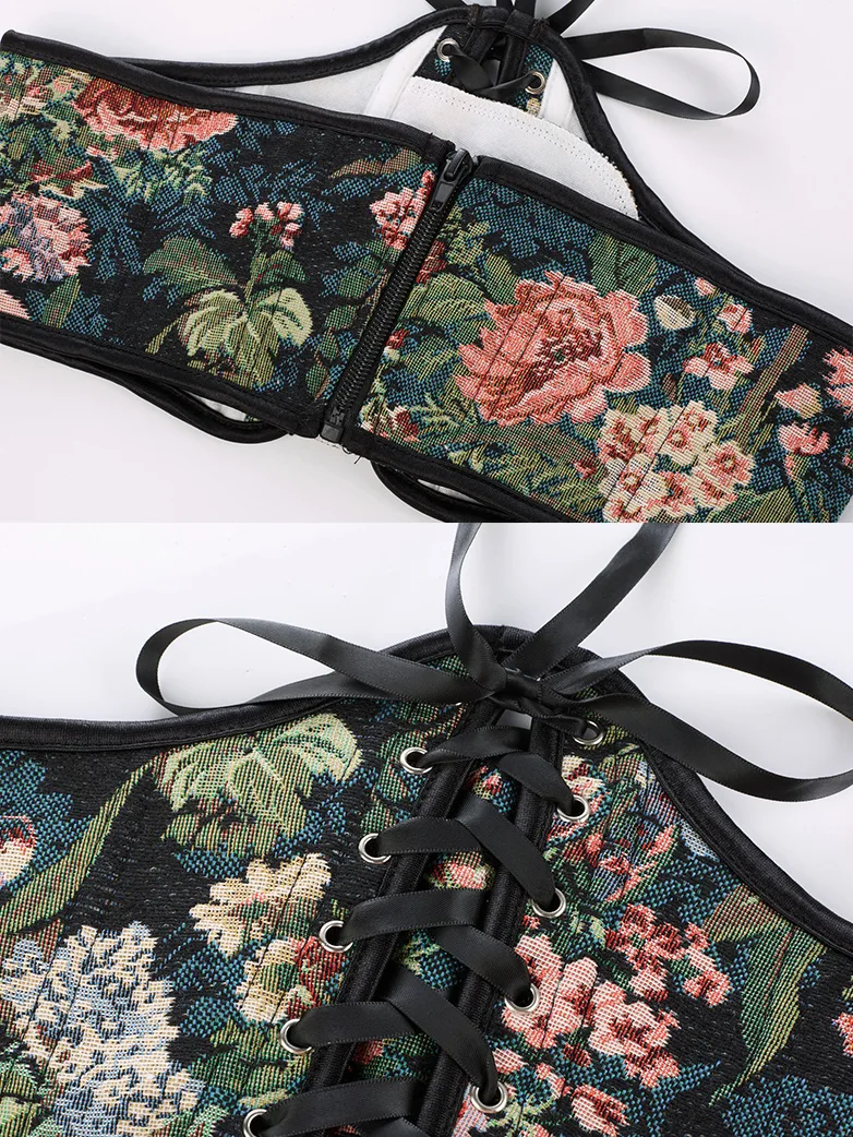 Renaissance Corset Women Lace-up Waist Belt with Zip - Image 21