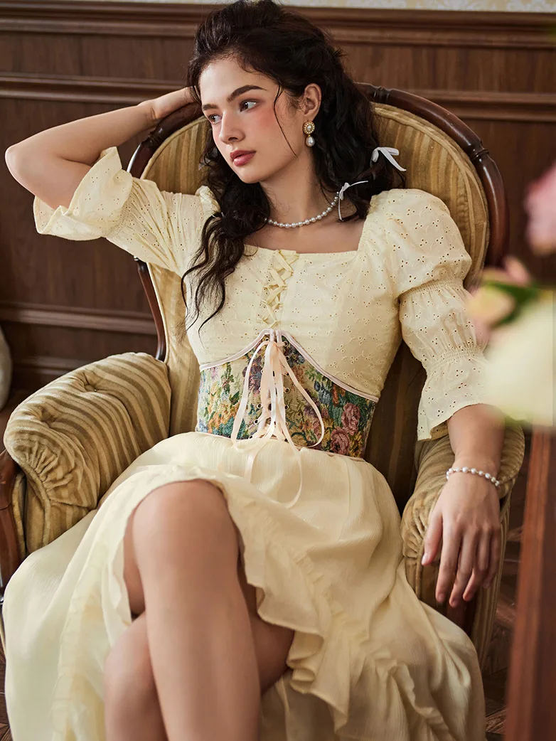 Renaissance Corset Women Lace-up Waist Belt with Zip - Image 30