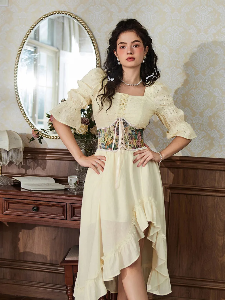 Renaissance Corset Women Lace-up Waist Belt with Zip - Image 31