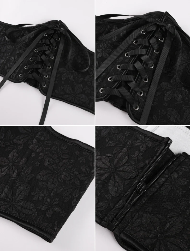 Renaissance Corset Women Lace-up Waist Belt with Zip - Image 48