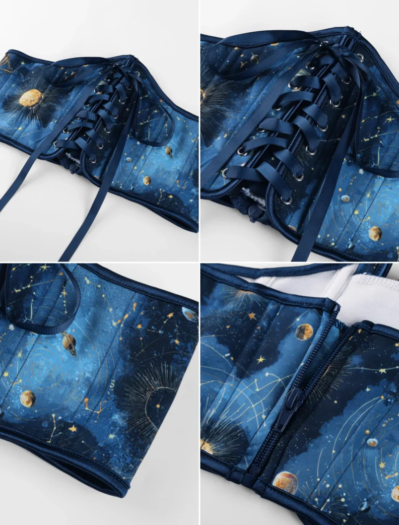Renaissance Corset Women Lace-up Waist Belt with Zip - Image 6