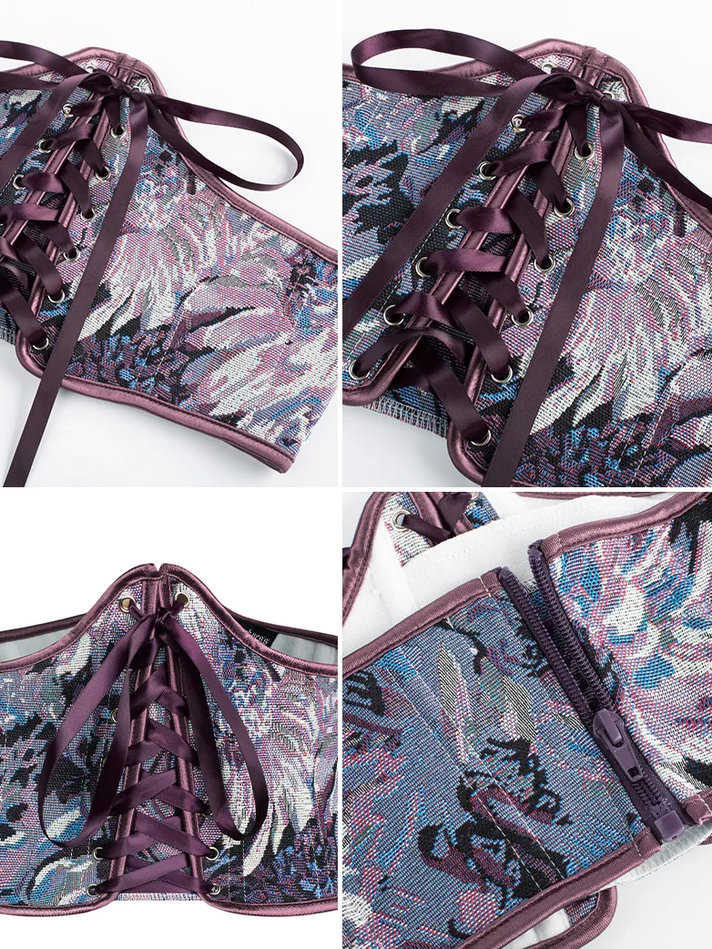 Renaissance Corset Women Lace-up Waist Belt with Zip - Image 8
