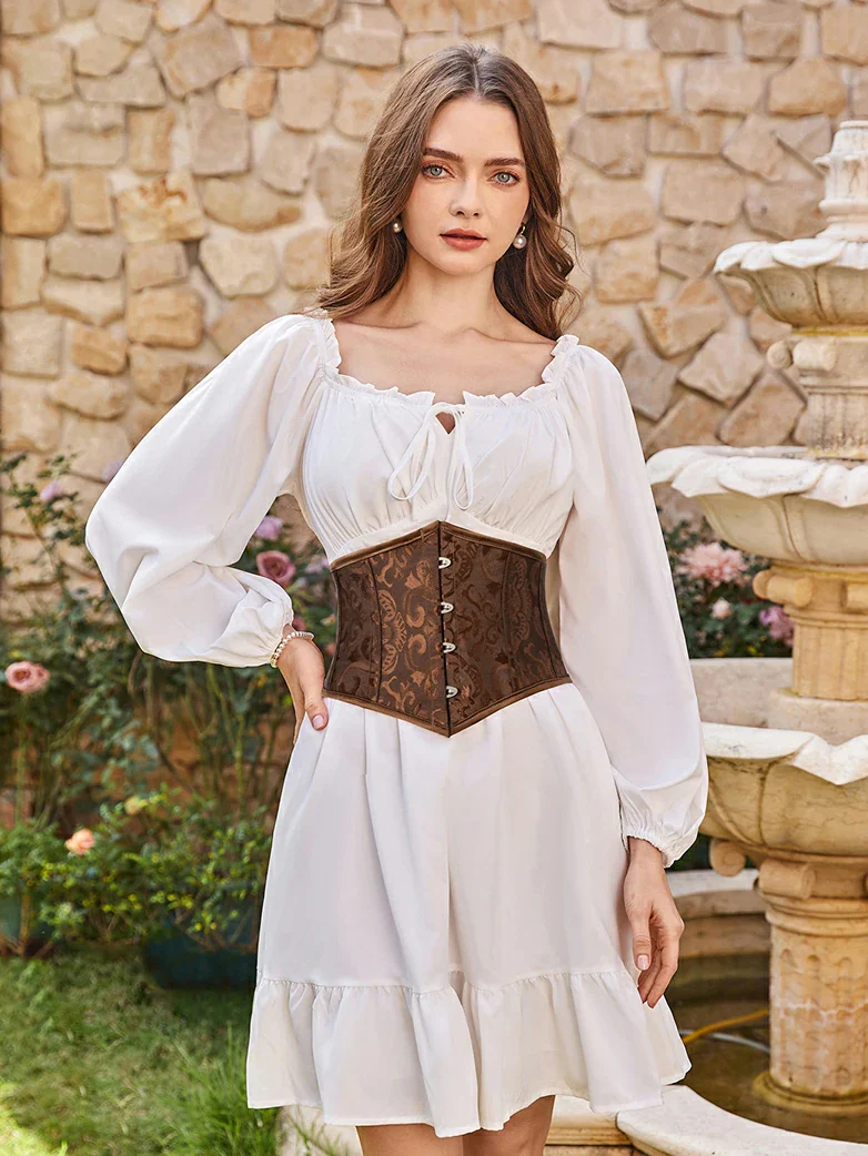 Renaissance Waist Corset Cincher with Metal Hook - Image 25