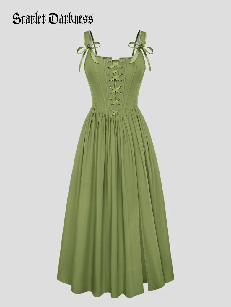 Fantasy Fairy Renaissance Corset Dress Spring Pocket Dress