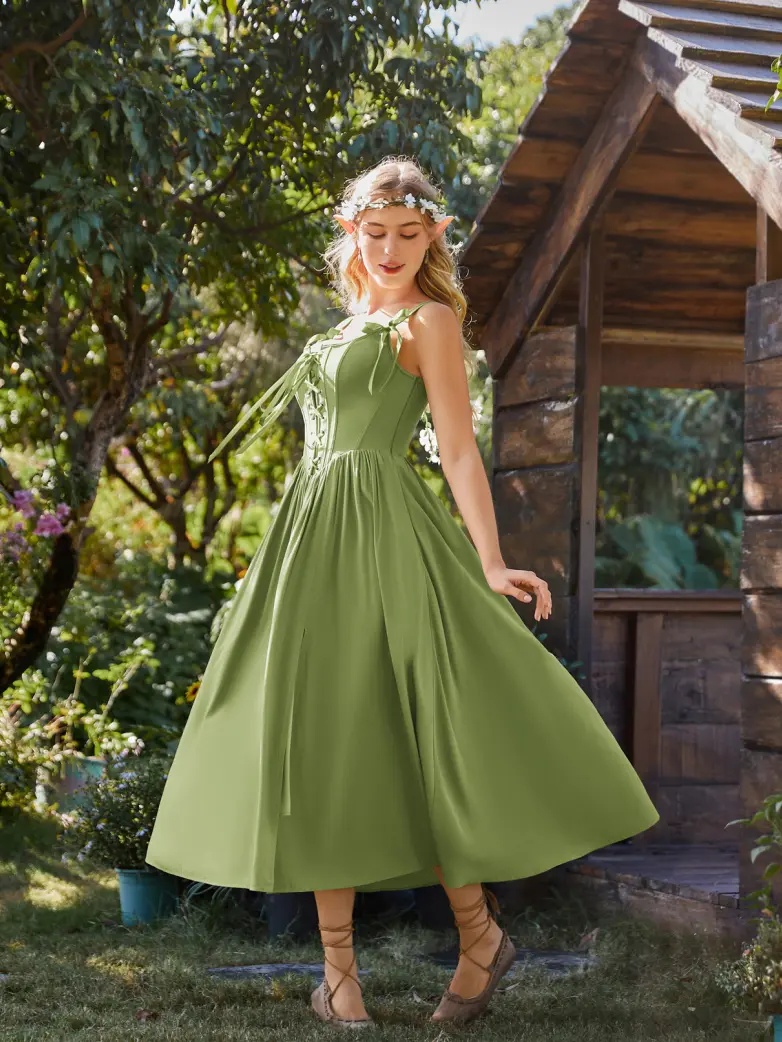 Fantasy Fairy Renaissance Corset Dress Spring Pocket Dress - Image 4