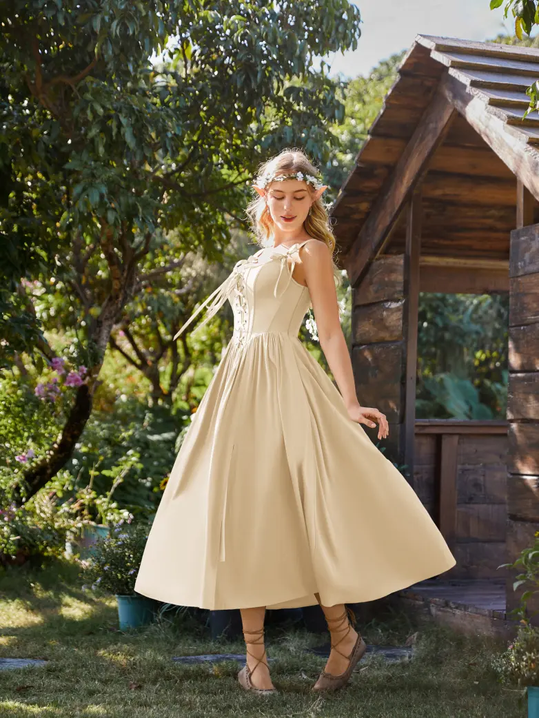 Fantasy Fairy Renaissance Corset Dress Spring Pocket Dress - Image 8