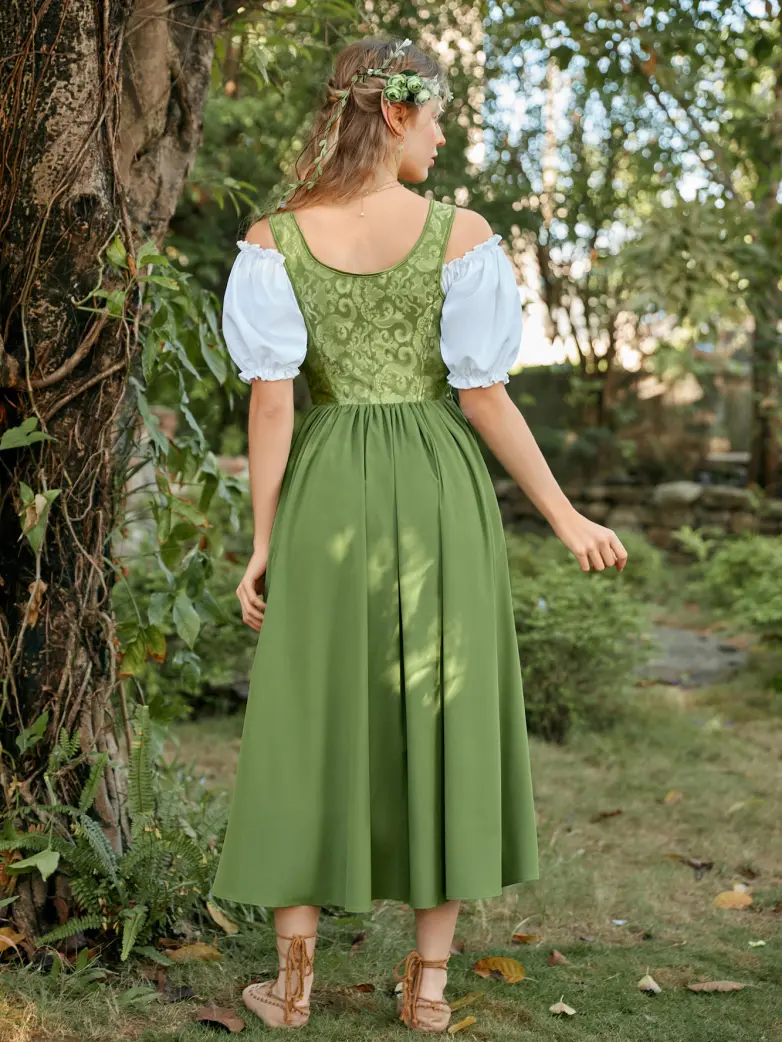 Renaissance Off Shoulder Dress+Boned Pocket Overdress - Image 8