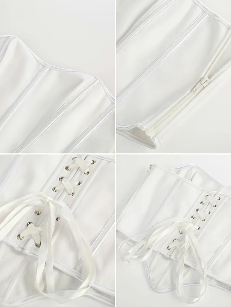 Victorian Cotton Corset Top Bustier with Bones and Zip - Image 12