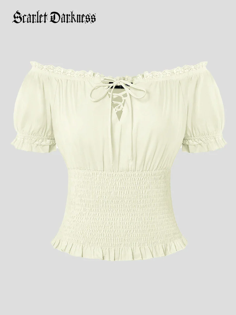 Women Renaissance Cotton Off Shoulder Tops - Image 11