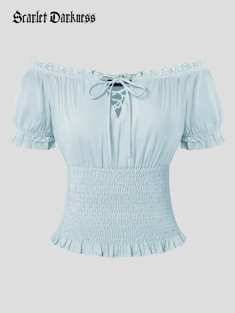 Women Renaissance Cotton Off Shoulder Tops - Image 17