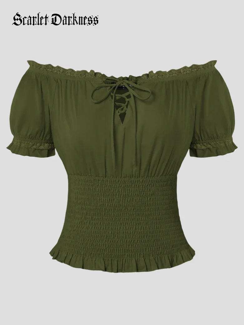 Women Renaissance Cotton Off Shoulder Tops - Image 22