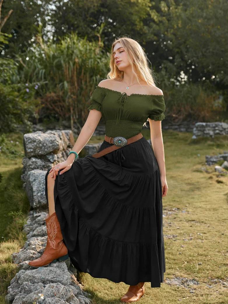 Women Renaissance Cotton Off Shoulder Tops - Image 25