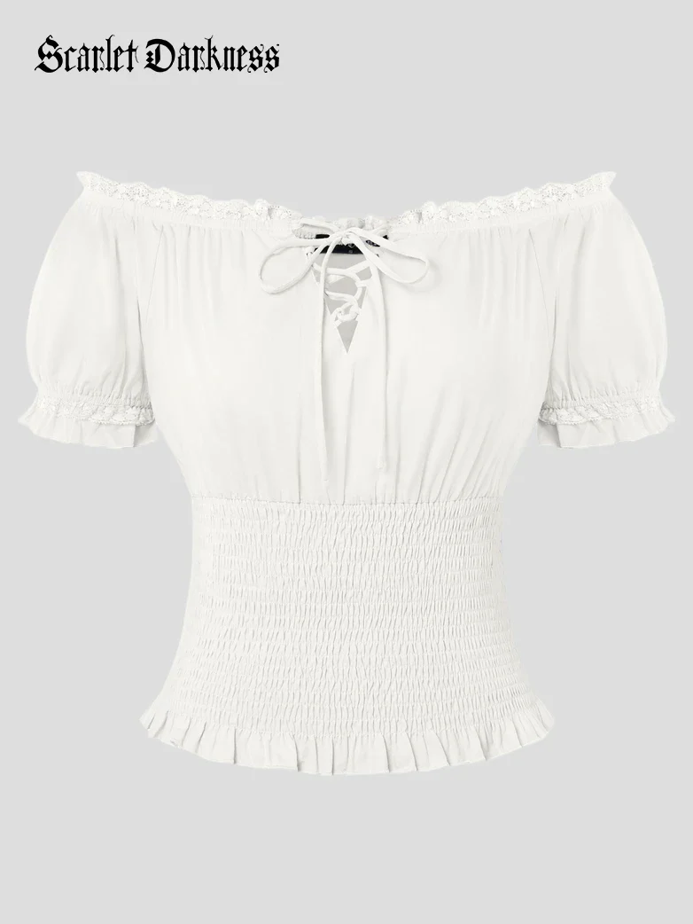 Women Renaissance Cotton Off Shoulder Tops - Image 27