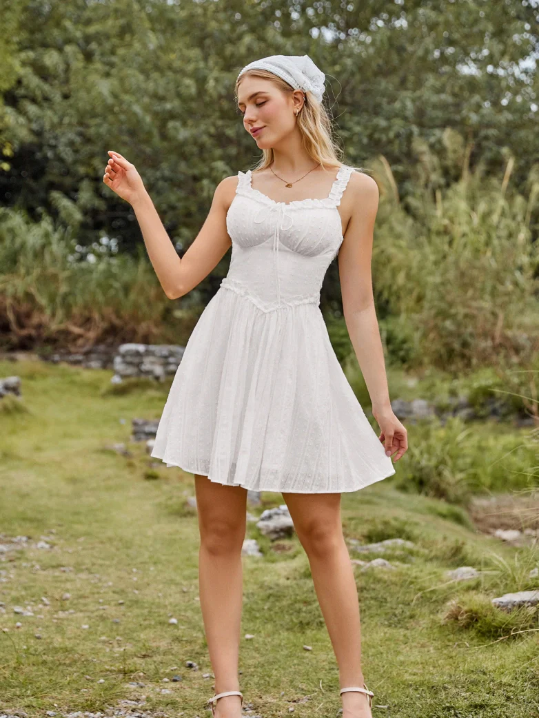 100% Cotton Spring Milkmaid Dress with Pockets - Image 15