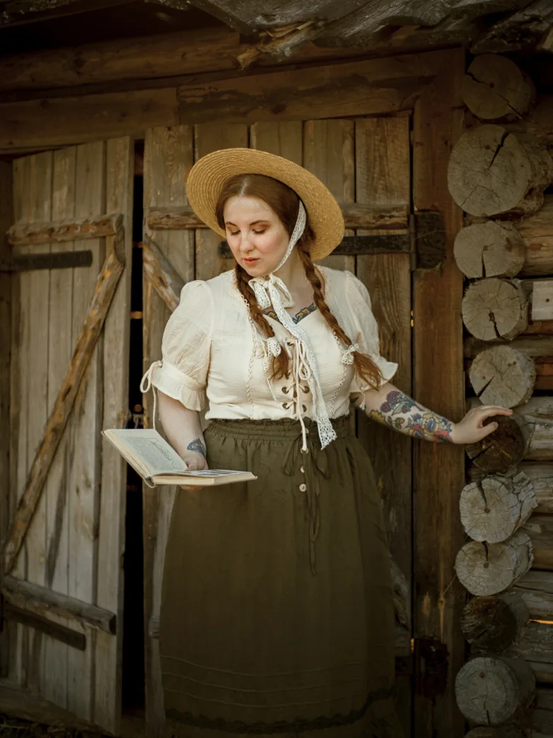 Renaissance Lace up Comfy Cotton Peasant Tops - Image 12