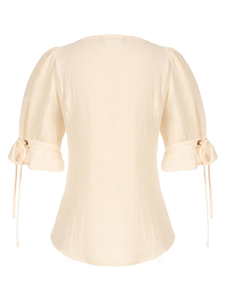 Renaissance Lace up Comfy Cotton Peasant Tops - Image 13
